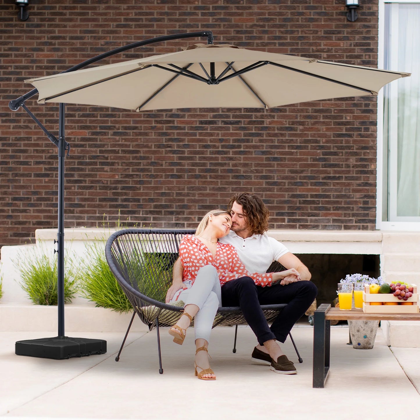 10FT Outdoor Patio Umbrella Hanging Cantilever with Easy Tilt Adjustment UV