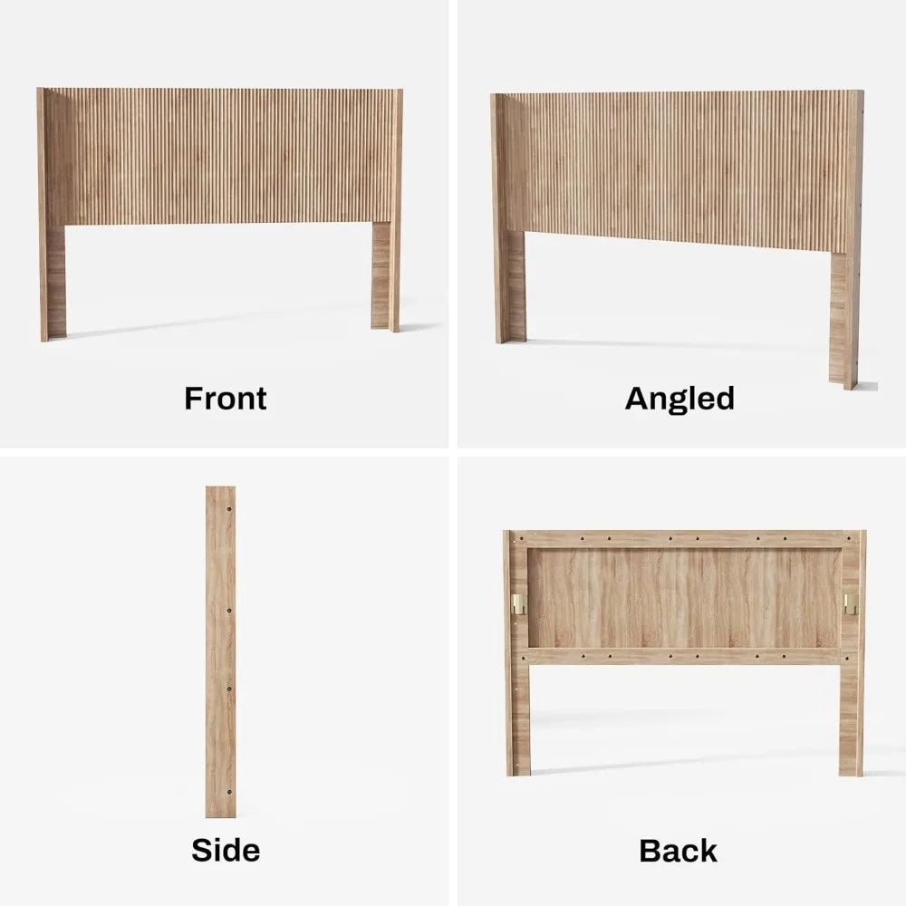 King Size Fluted Headboard ONLY - Wall Mount Wood, Rustic & Modern