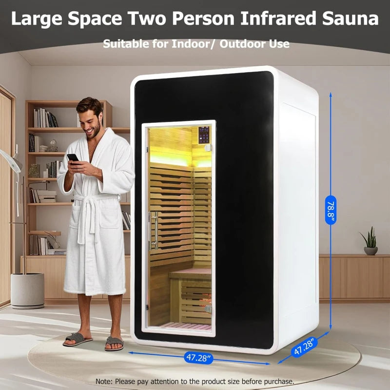 Full Spectrum Infrared Sauna for 2 Person WiFi Control Outdoor