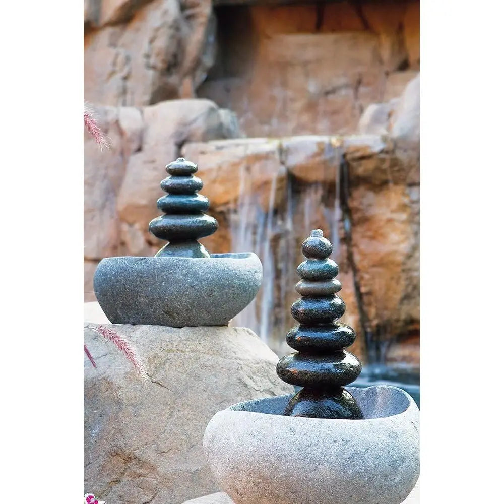 Septuple Rock Cairn Tabletop Water Fountain