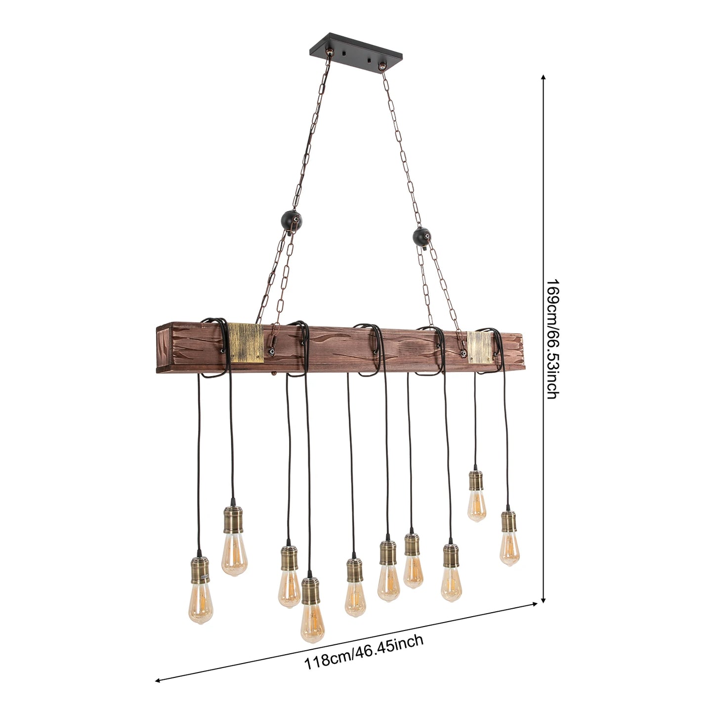 Vintage Wood Ceiling Chandelier Retro Ceiling Lamp Pendant Light