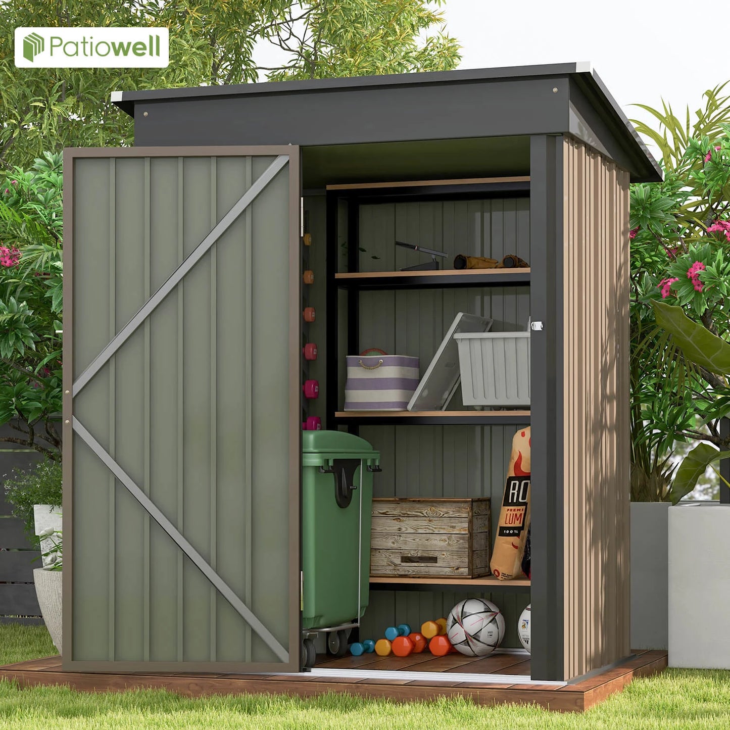 Patiowell 5x3 FT Outdoor Storage Shed, Tool Shed