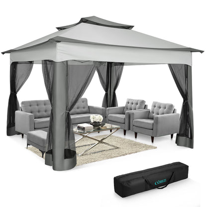 11x11ft Pop Up Gazebo Pavilion With Mosquito Netting Outdoor