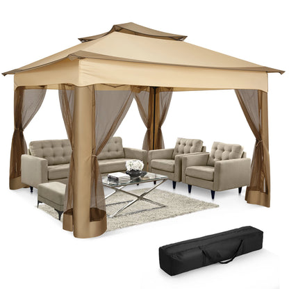 11x11ft Pop Up Gazebo Pavilion With Mosquito Netting Outdoor