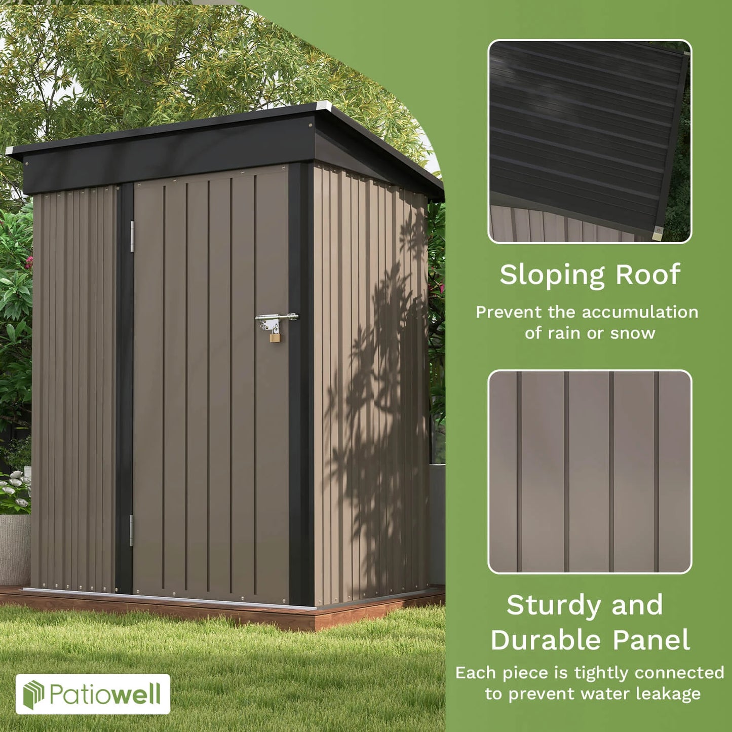 Patiowell 5x3 FT Outdoor Storage Shed, Tool Shed