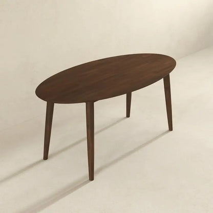 Solid Wood Walnut Oval Dining Table with 4 Chairs Set