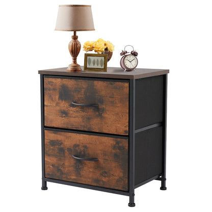 Nightstand Bedside Storage  2 Fabric Drawers Cabinet Furniture