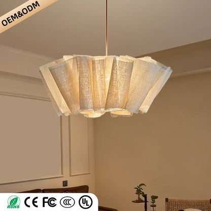 Wabi Sabi Chandelier Handmade Fabric LED Pendant Lights Vintage