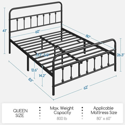 Victorian Style Classic Metal Platform Bed Frame/Headboard/Footboard