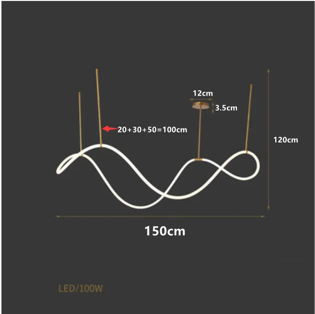 Nordic Adjustable Hose LED Chandelier Suitable Kitchen Dining