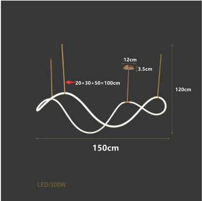 Nordic Adjustable Hose LED Chandelier Suitable Kitchen Dining