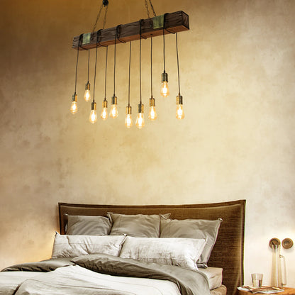 Vintage Wood Ceiling Chandelier Retro Ceiling Lamp Pendant Light