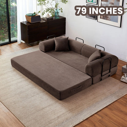 79'' Boneless Couch Foldable Convertible Futon Sleeper Sofa Bed