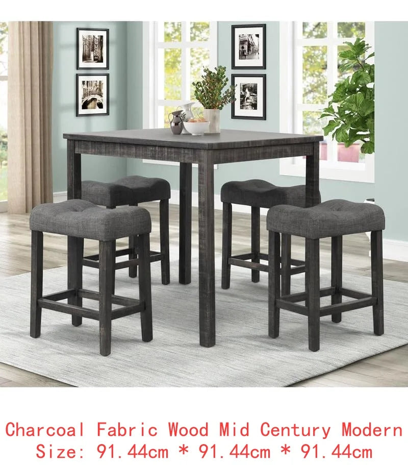 5-Piece Transitional Dining Set with 48" Wood Table
