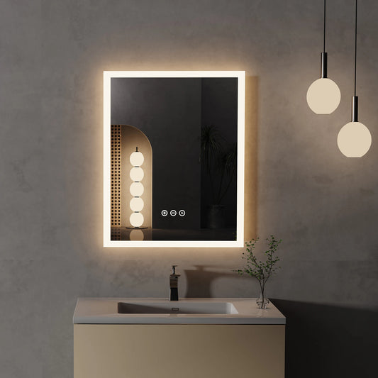 16x20 inch LED Lighted Bathroom Mirror with Anti-Fog,