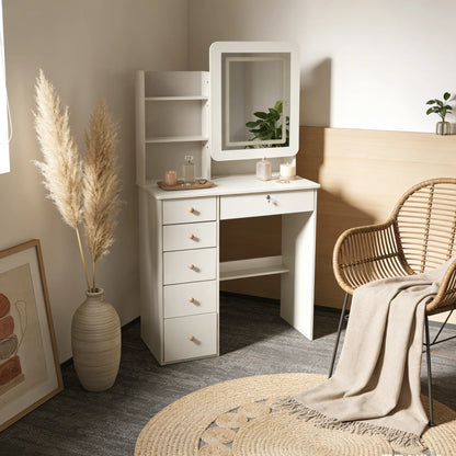 Modern Makeup Vanity Desk with Drawers & Mirror,