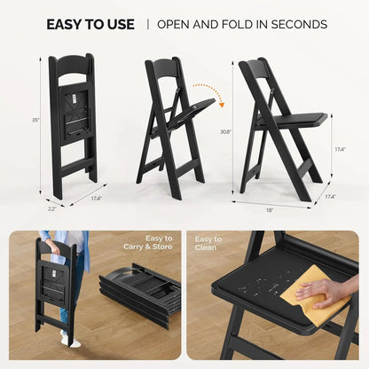 Resin Folding Chairs with Cushion, Plastic Chair with  Padded Seats