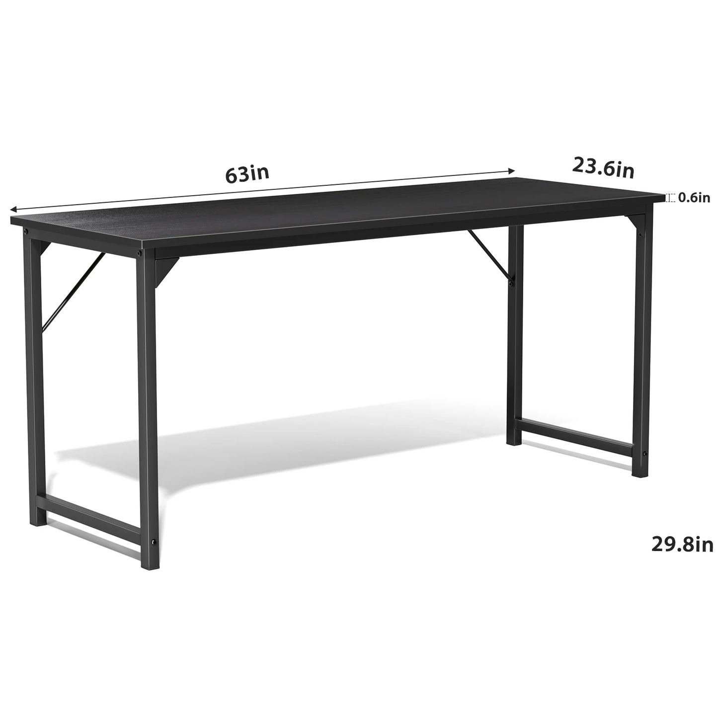 Computer Office Desk Compact Metal Frame Wood Tabletop Easy Assembly