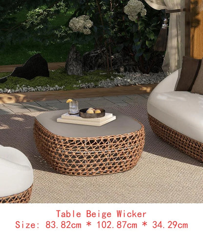 71" Upholstered Woven Patio Deep Seating Sofa