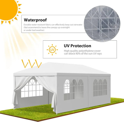 10' x 20' Outdoor White Waterproof Gazebo Canopy Tent