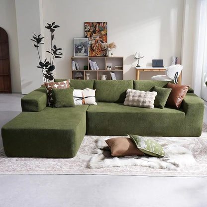 Modern Sleeper Sofa in Green, Minimalist Design with Deep Comfort