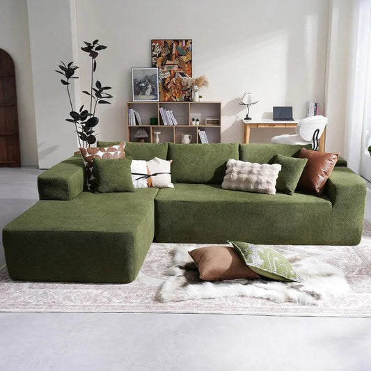 Modern Sleeper Sofa in Green, Minimalist Design with Deep Comfort