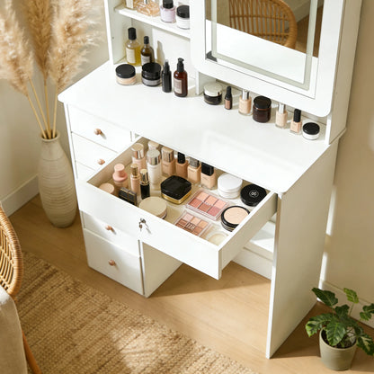 Modern Makeup Vanity Desk with Drawers & Mirror,