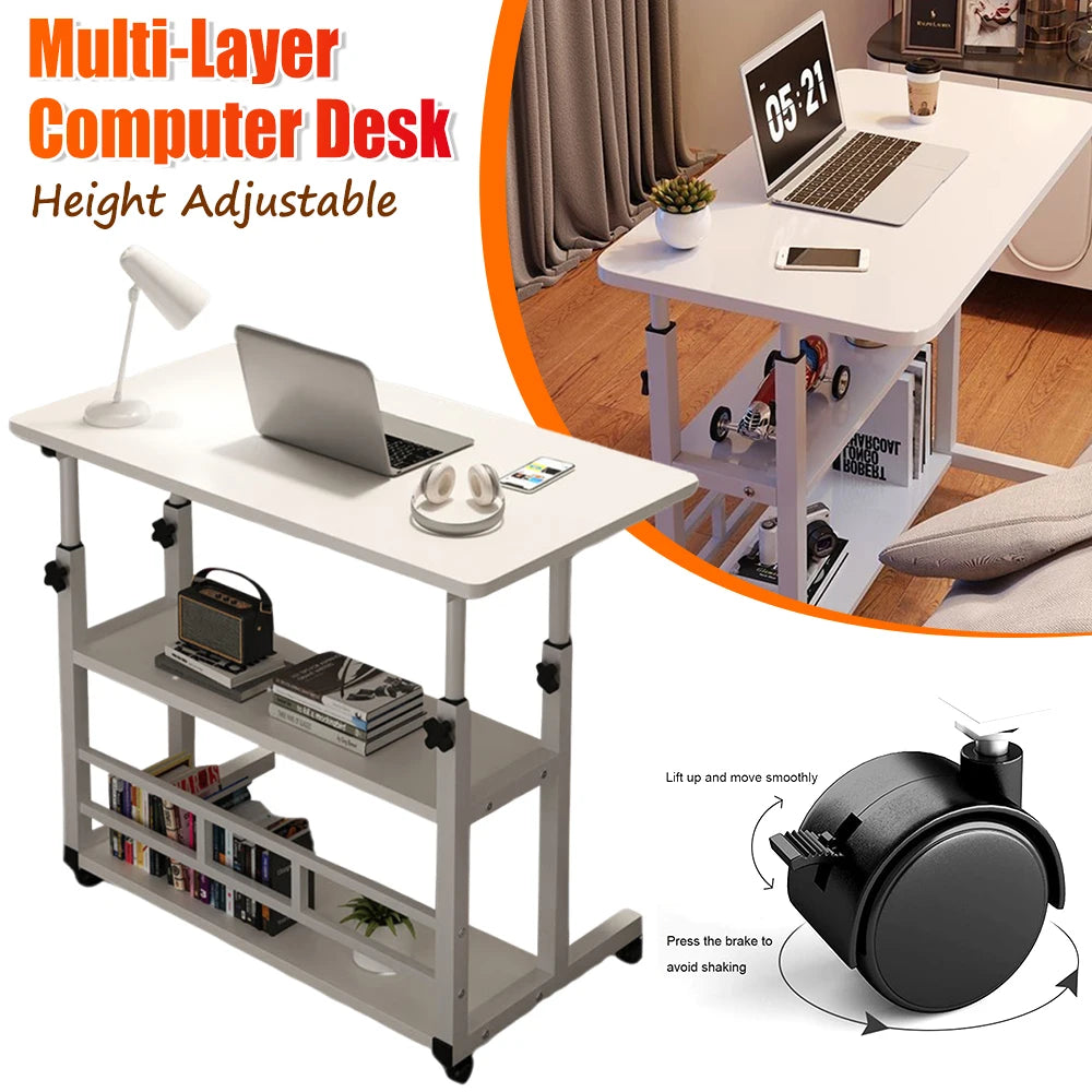 Multi-Layer Standing Desk Height Adjustable Wooden Computer Desk Workstation