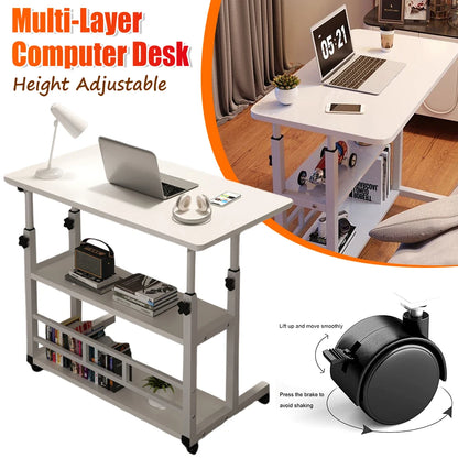 Multi-Layer Standing Desk Height Adjustable Wooden Computer Desk Workstation