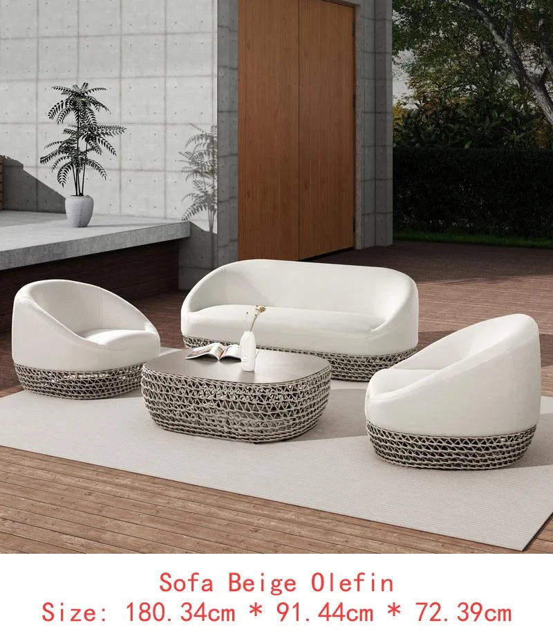 71" Upholstered Woven Patio Deep Seating Sofa