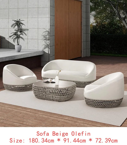 71" Upholstered Woven Patio Deep Seating Sofa