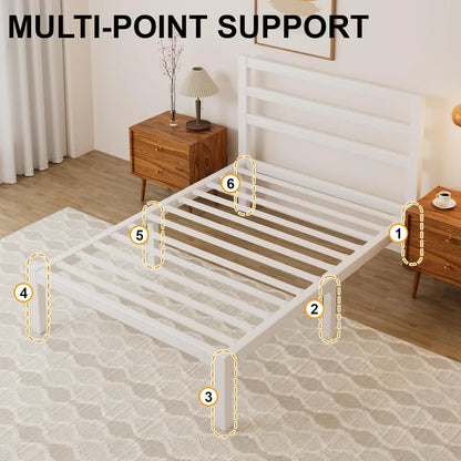 Bed Frame, Metal Platform with Headboard, Mattress Foundation