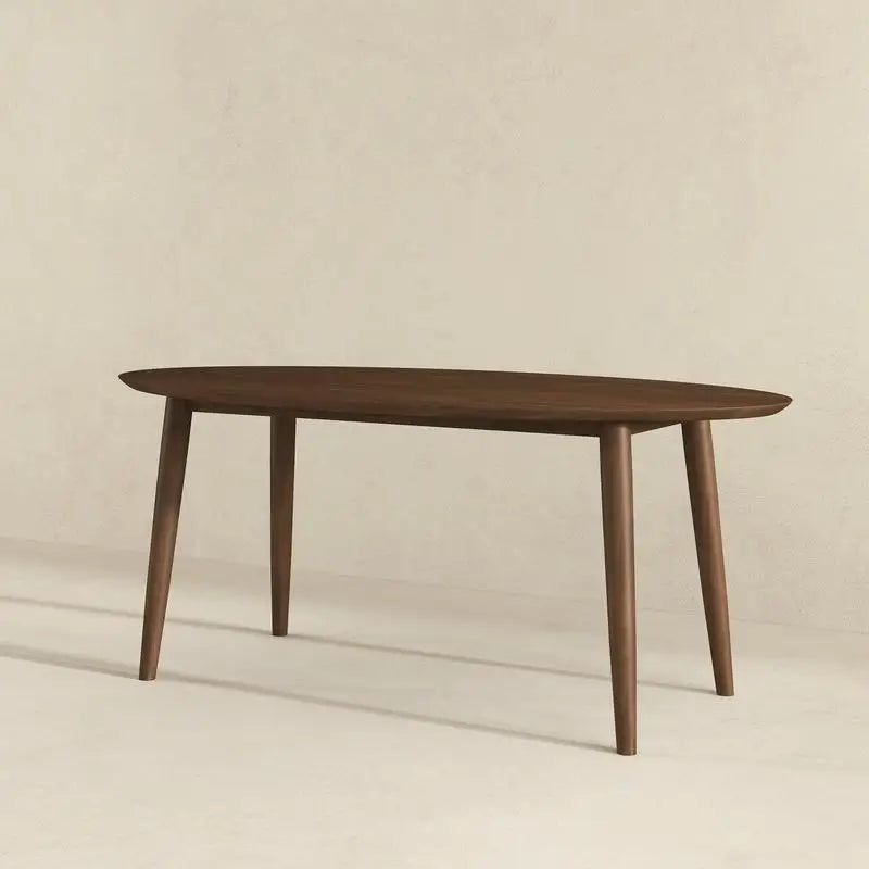 Solid Wood Walnut Oval Dining Table with 4 Chairs Set