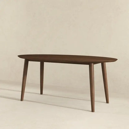 Solid Wood Walnut Oval Dining Table with 4 Chairs Set