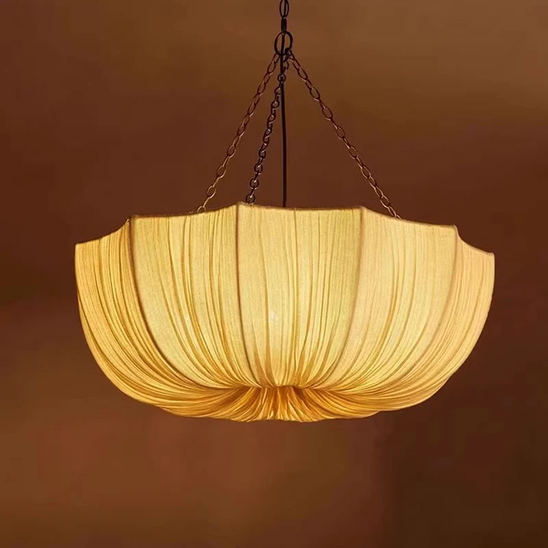 Nordic Minimalist Wabi Sabi Fabric Chandelier Living Dining Room Bedroom