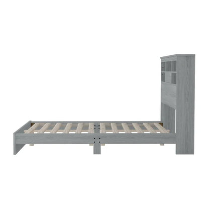 4-Pieces Queen Vintage Wooden Bed Frame with 2 Nightstands