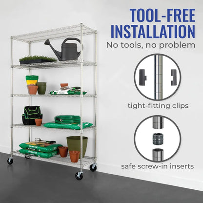 Storage Shelves, Zinc, Heavy Duty Steel Wire Unit with Wheels