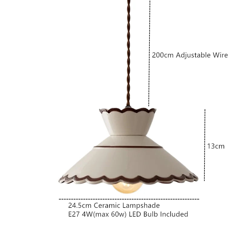 Vintage LED Pendant Light Freehand Painting Ceramic Copper