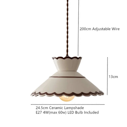 Vintage LED Pendant Light Freehand Painting Ceramic Copper