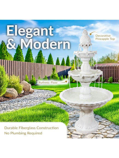 57" H Welcome 3-Tier Water Fountain - Large Electric with Pineapple Topper