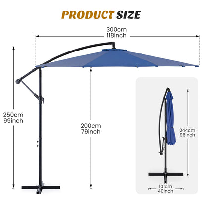 10FT Outdoor Patio Umbrella Hanging Cantilever with Easy Tilt Adjustment UV