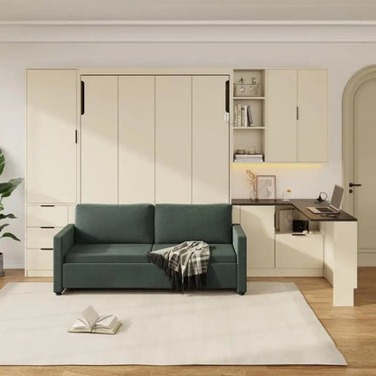 Queen Murphy Bed with Hydraulic Storage, Sofa, LED/USB