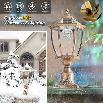 Vintage Solar LED Post Light, Waterproof Outdoor Garden Lamp with Automatic On/Off (2-pack)