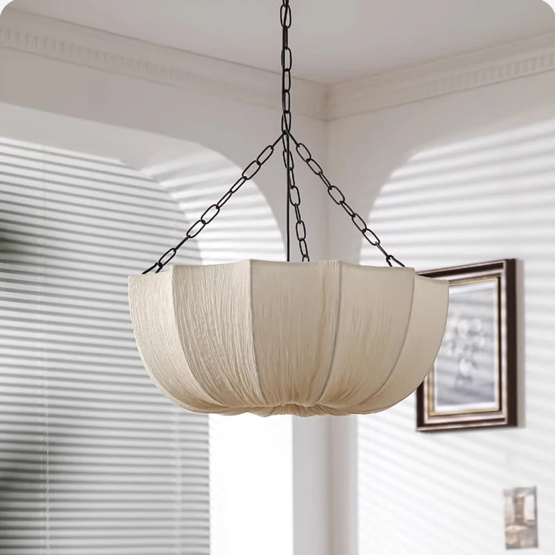 Nordic Minimalist Wabi Sabi Fabric Chandelier Living Dining Room Bedroom