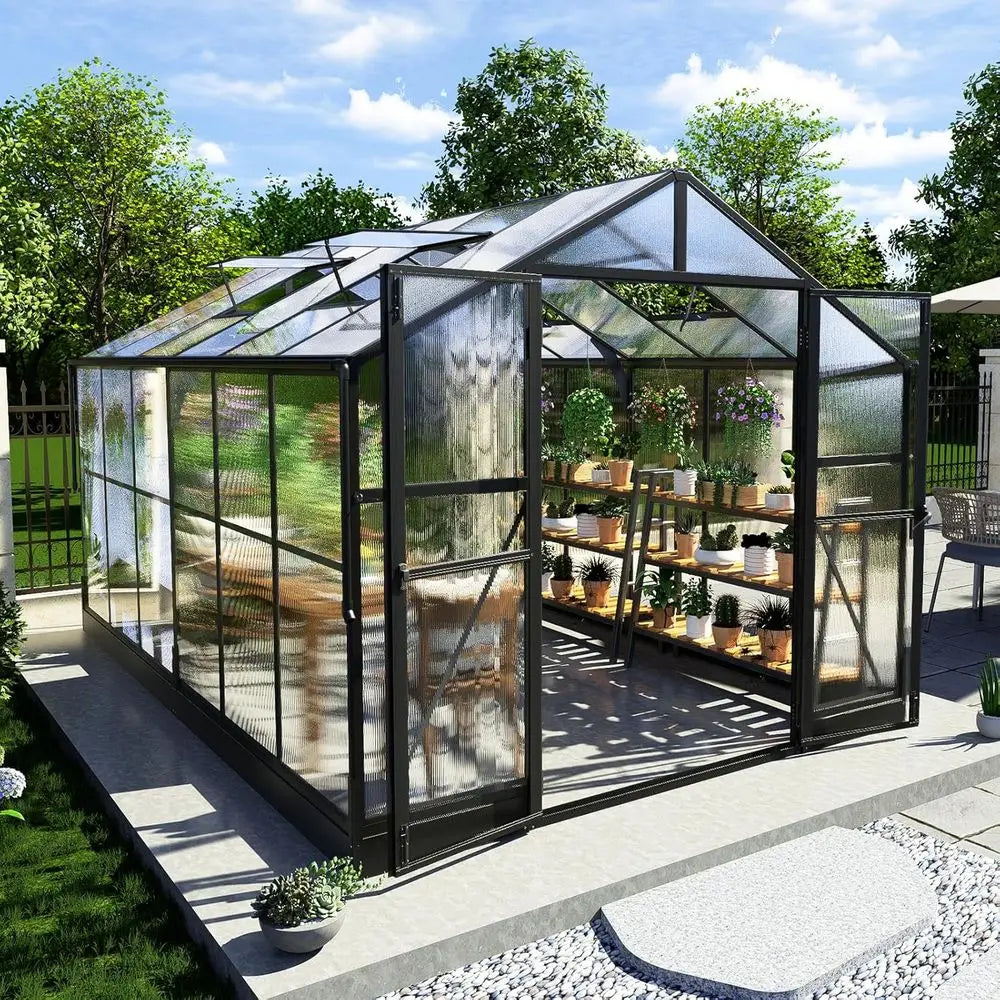 Walk-in Greenhouse with 7ft Height, 4 Vent Windows,