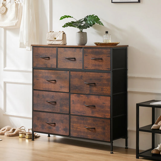 Dresser For Bedroom 9 Fabric Storage Drawer Wardrobe Tall Chest Organizer