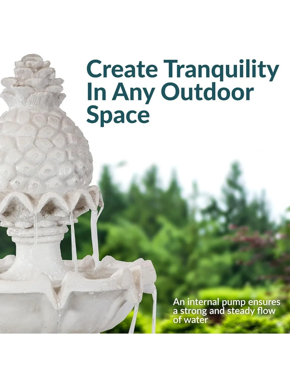 57" H Welcome 3-Tier Water Fountain - Large Electric with Pineapple Topper