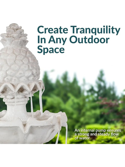 57" H Welcome 3-Tier Water Fountain - Large Electric with Pineapple Topper