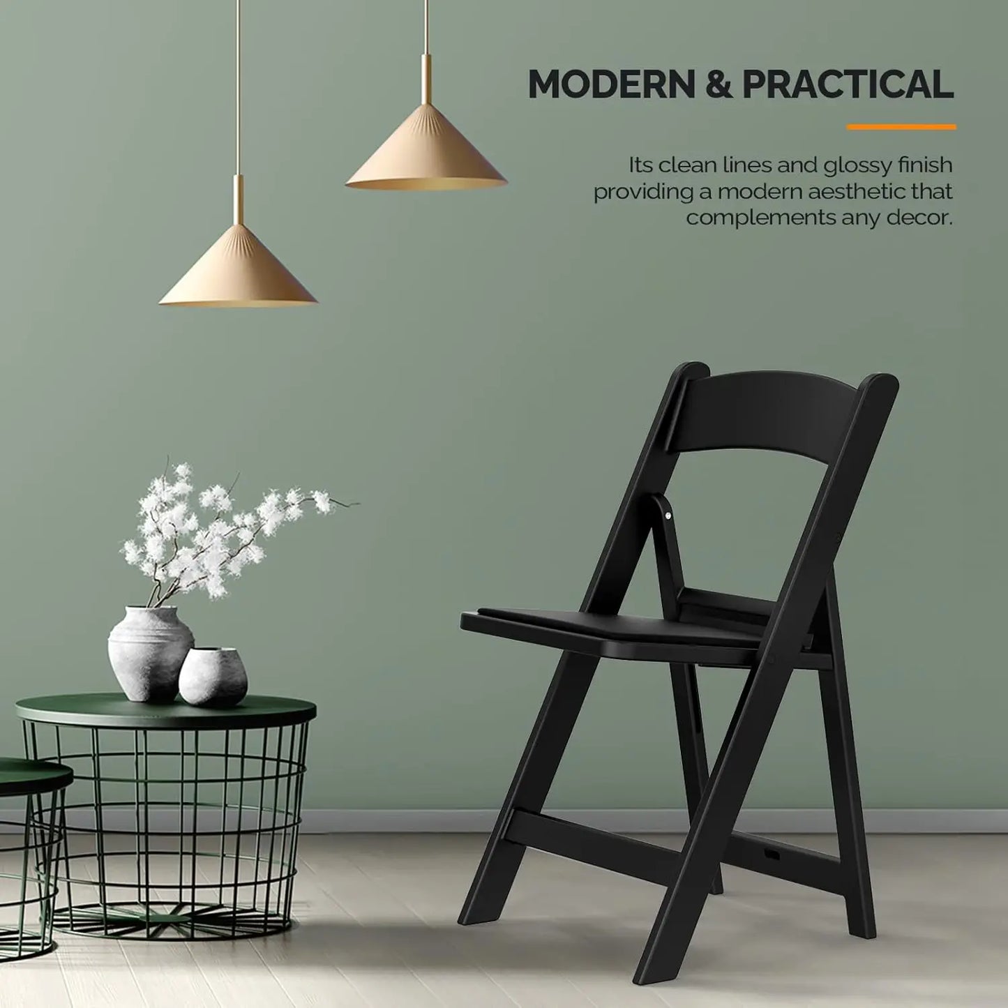 Resin Folding Chairs with Cushion, Plastic Chair with  Padded Seats