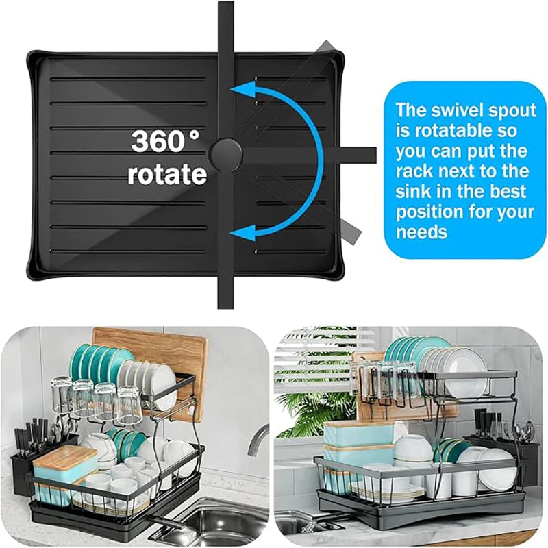 Kitchen Countertop Double-layer Dish Drying Rack